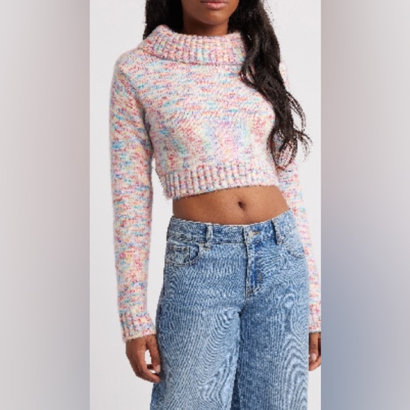 New! Florence by Mills Multicolor Cropped Sweater Women’s Size Medium - Picture 1 of 14